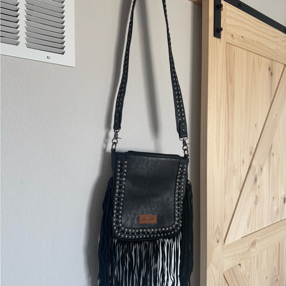 Wrangler Fringe Leather Crossbody Purse